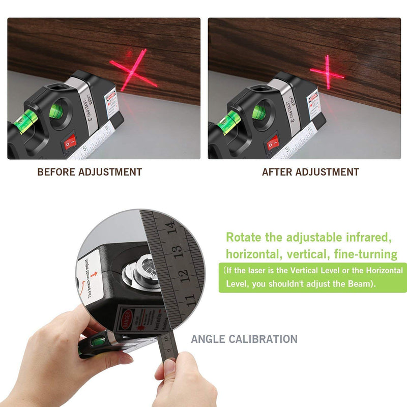 Laser level, Multipurpose Laser Tape Measure Line 8ft+ Tape Measure Ruler Adjusted Standard and Metric Rulers Update Batteries MICMI - NewNest Australia