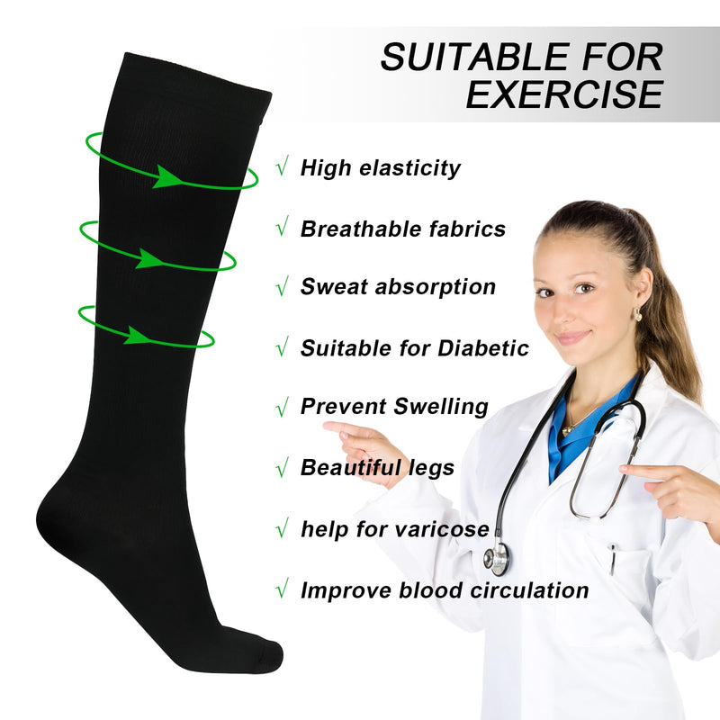 welsberg 1 pair of sports compression stockings size EU 40-45, support stockings for men and women, black compression socks with 15-25 mmHg for flights, running, tennis, travel - NewNest Australia
