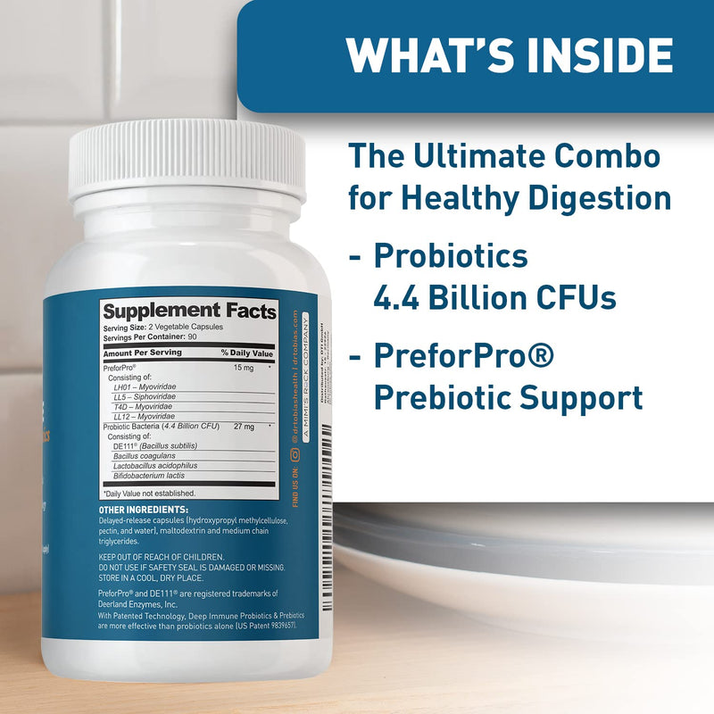 Dr. Tobias Deep Immune Probiotics & Prebiotics for Women & Men – 4.4 Billion CFUs, Helps Support Digestive & Gut Health, Immune Strength & Absorb Nutrition – 2 Daily, 60 Capsules (30 Day Supply) - NewNest Australia
