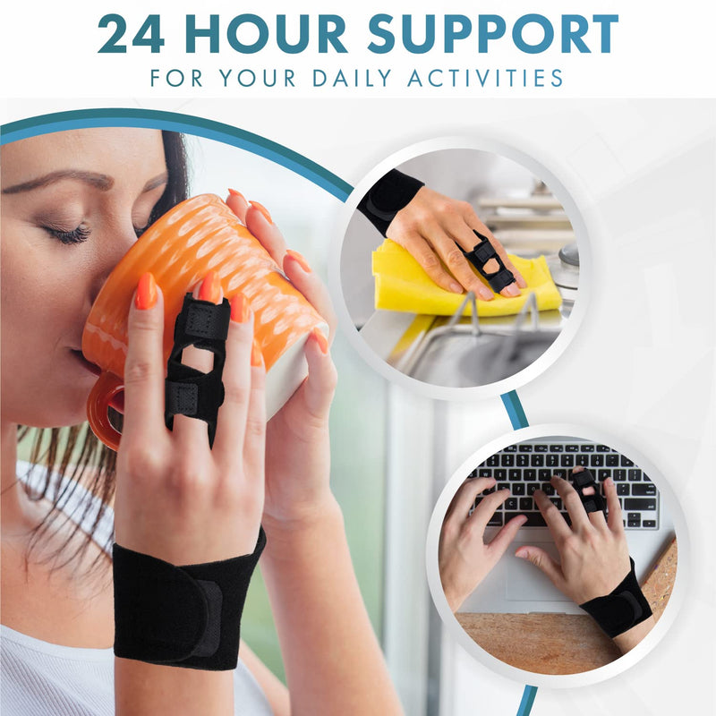 Actesso Enhanced Broken Finger Splint - Support for Trigger, Mallet, Arthritis, RSI (Repetitive Strain Injury), Small Middle Index Ring (One Size, Black) One Size - NewNest Australia