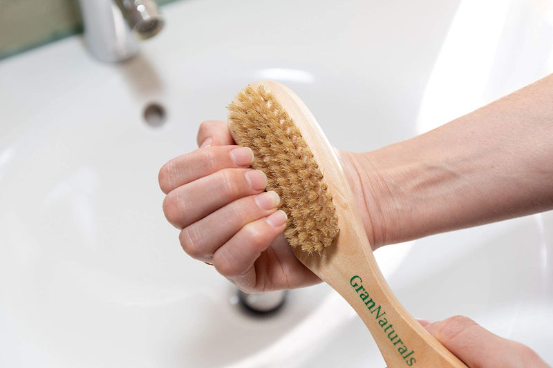 GranNaturals Wooden Nail Brush - Nail Cleaner Tool for Fingernail, Toenail - Dry Clean Scrubber with Thick Bristles and Wood Handle - Manicure and Pedicure Supplies for Gardeners, Mechanics, Salon - NewNest Australia