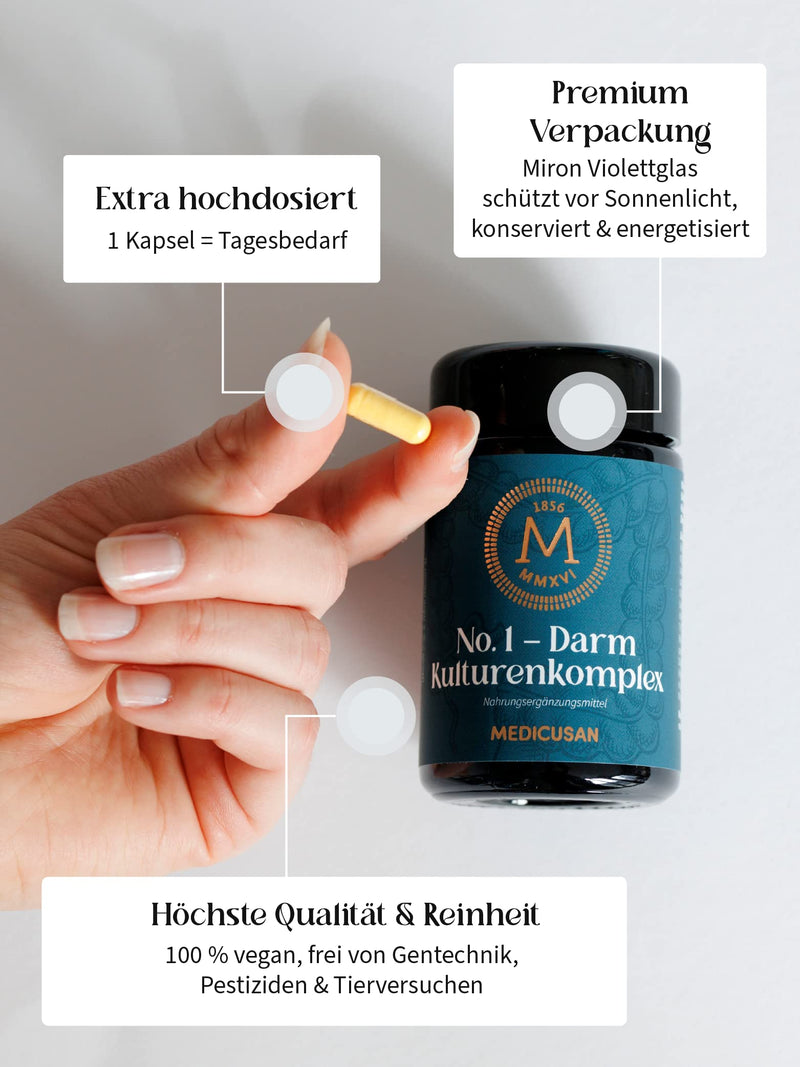 Medicusan No.1 Intestinal Culture Complex - 12 Bacterial Strains Including Lactobacillus Rhamnosus - 12 Billion Cfu - 50 Mg Inulin - 100% Nrv Riboflavin - 20% Nrv Niacin - 1 Capsule / Day - 90 - NewNest Australia