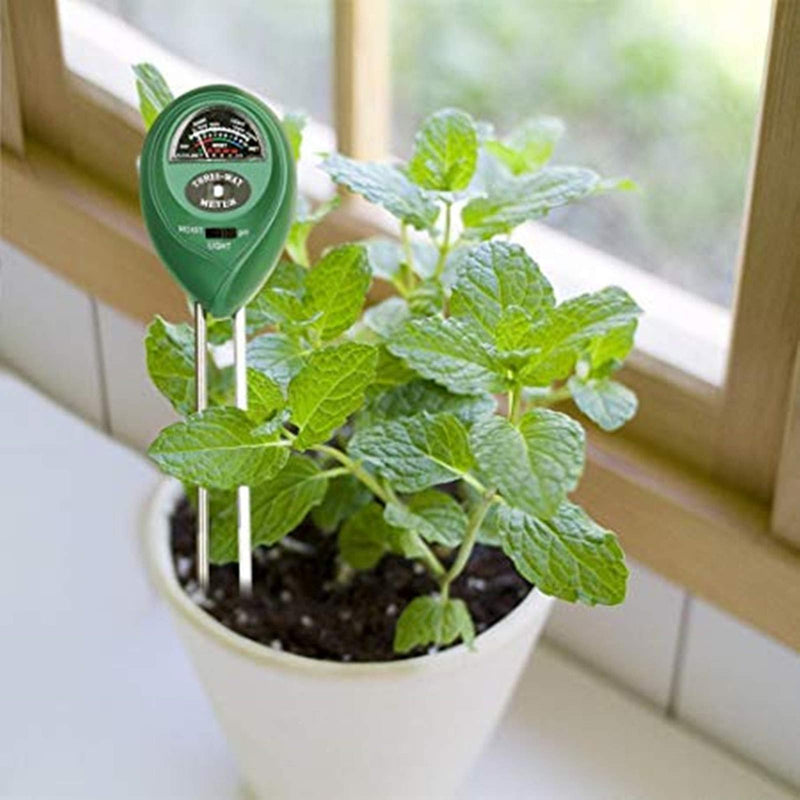 Soil PH Meter Soil Moisture Sensor 3-in-1 Soil Moisture/Light/pH Test Kit for Indoor/Outdoor Plants Care(No Battery Needed) Green - NewNest Australia