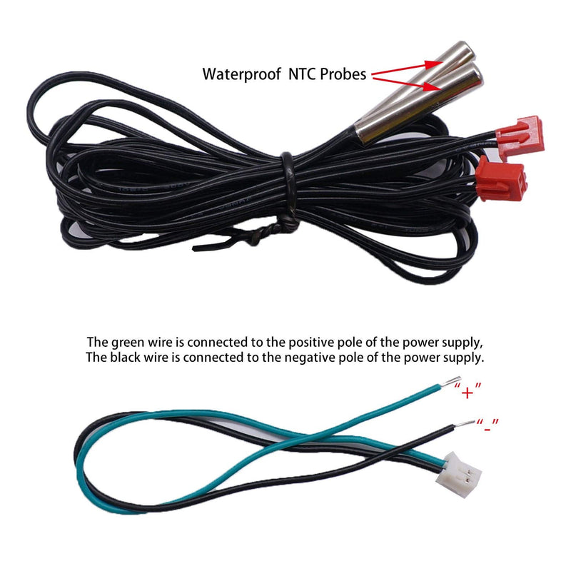 weideer Dual Display Thermometer Fahrenheit to Centigrade Adjustable DC 4-28V -67~+248℉/-55～+120℃ with Dual LED 2 Waterproof NTC Probes High Accuracy Temperature Gauge Sensor K-017 - NewNest Australia