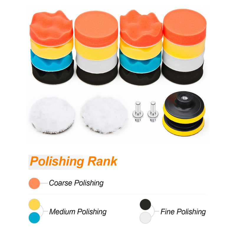 Car Foam Drill Polishing Pad Kit 22 PCS, 3 Inch Buffing Pads - NewNest Australia