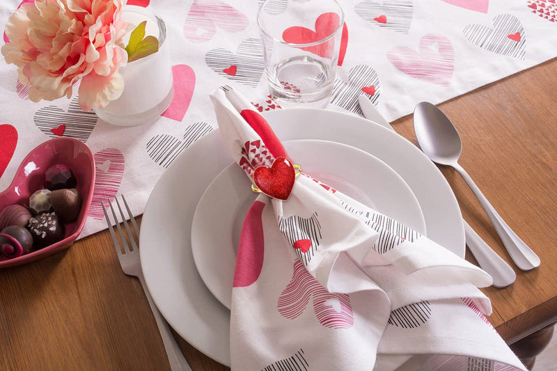 Napkin Rings Set of 8, Rhinestone Heart Shamrock Fleur De Lis Napkin Rings for Table Place Setting Gold Napkin Holder for Valentines Day St.Patrick Day Mardi Gras Holiday Table Decor (Style A) Style A - NewNest Australia