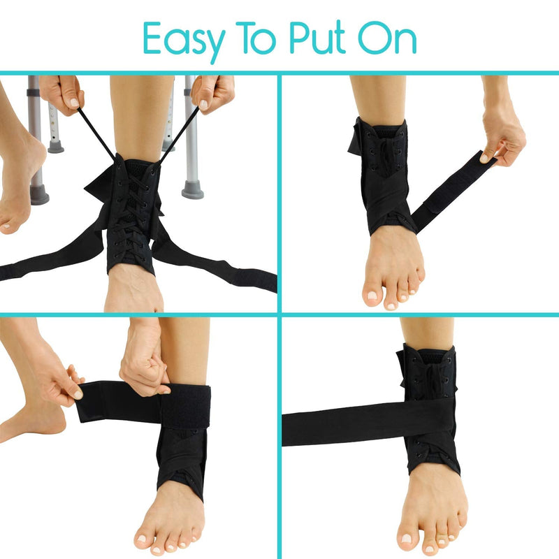 Vive Lace Up Ankle Brace - Men, Women Foot Support Stabilizer Compression Sleeve - Sprained Adjustable Leg Splint - Sprain Rolled Immobilizer Wrap Guard for Running, Volleyball, Basketball, Soccer (S) Small (Pack of 1) - NewNest Australia