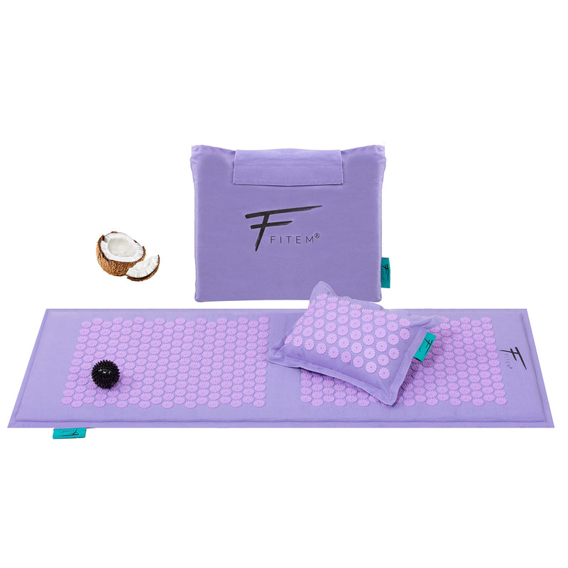Fitem - Xl Acupressure Mat With Pillow - 100% Natural Coconut Filling - Massage - Relieves Back And Neck Pain - Sciatica - Muscle Relaxation - Relaxation And Reduces Insomnia - NewNest Australia