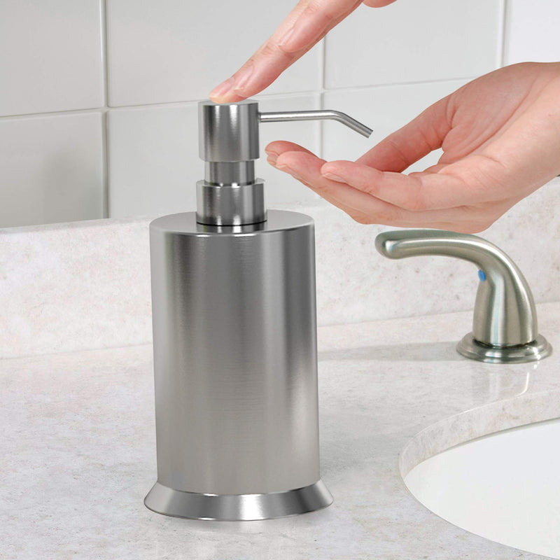 nu steel NP6H Newport Collection Liquid Soap & Lotion Dispenser Pump for Bathroom or Kitchen Countertops, Metal Pewter Finish, Brushed Stainless - NewNest Australia