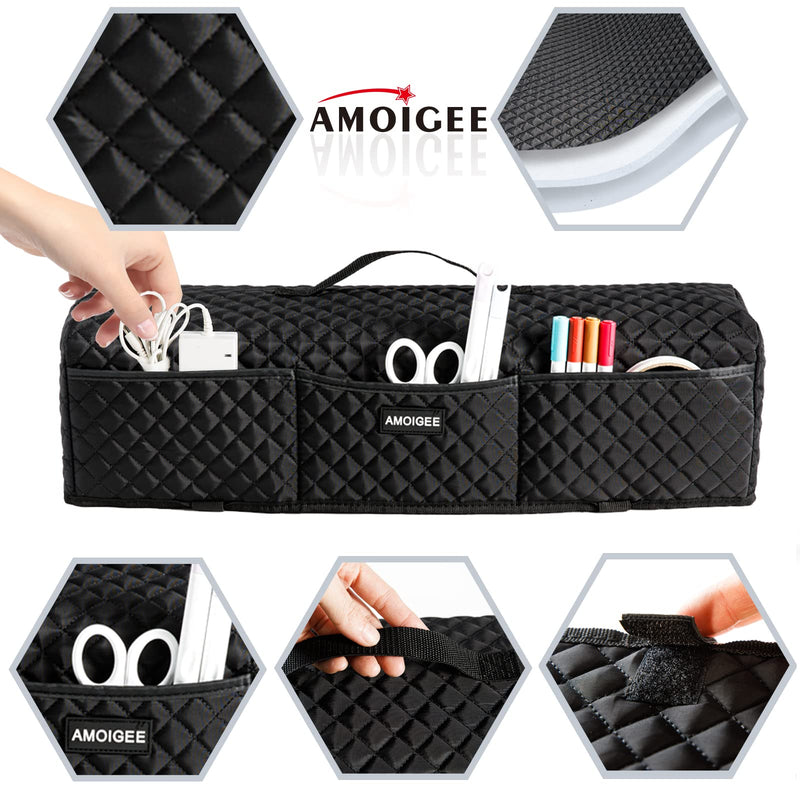 AMOIGEE Padded Dust Cover Compatible with Cricut Maker, Cricut Maker 3, Explore Air 2, Cricut Explore 3 Machine, with Pockets for Cricut Accessories Black - NewNest Australia