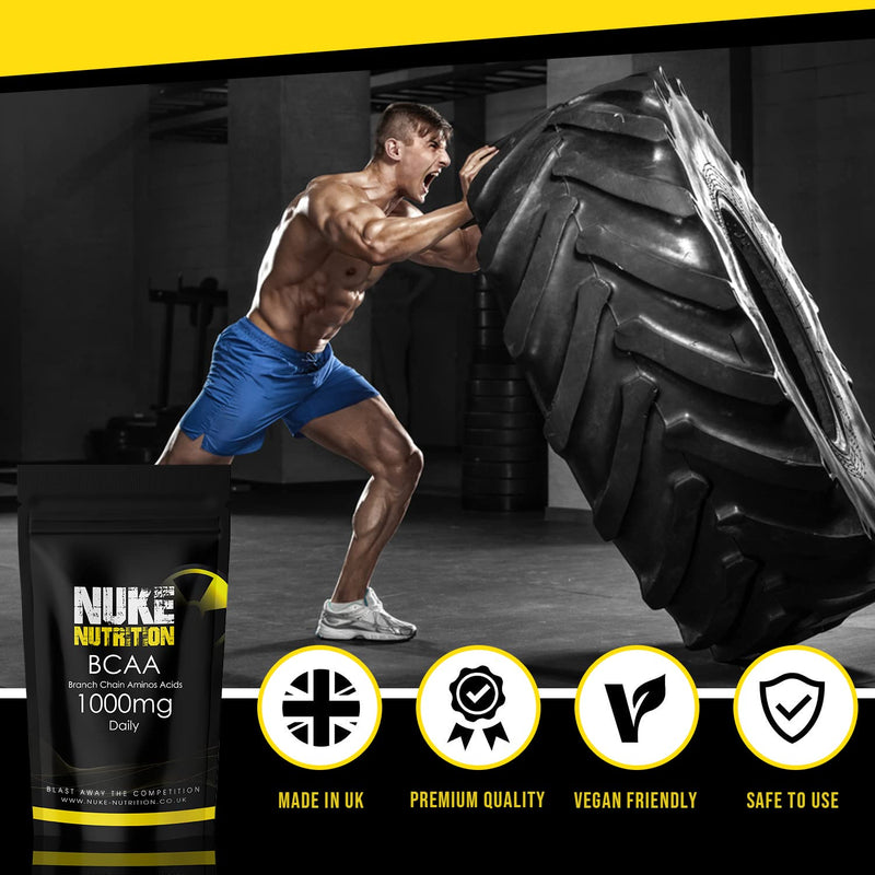 Nuke Nutrition BCAA Capsules | 365 Capsules 1000mg | Advanced Essential Amino Acids Supplement to Build Lean Muscle | Boost Recovery, Muscle Building & Growth | Leucine, Isoleucine & Valine | Vegan 365 Count (Pack of 1) - NewNest Australia