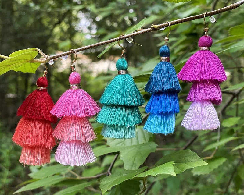 40pcs Tri-Layered Tassels Charm Thread Cotton Soft Tassel Supplies for Jewelry Making 10 Colors 1.5 inch - NewNest Australia