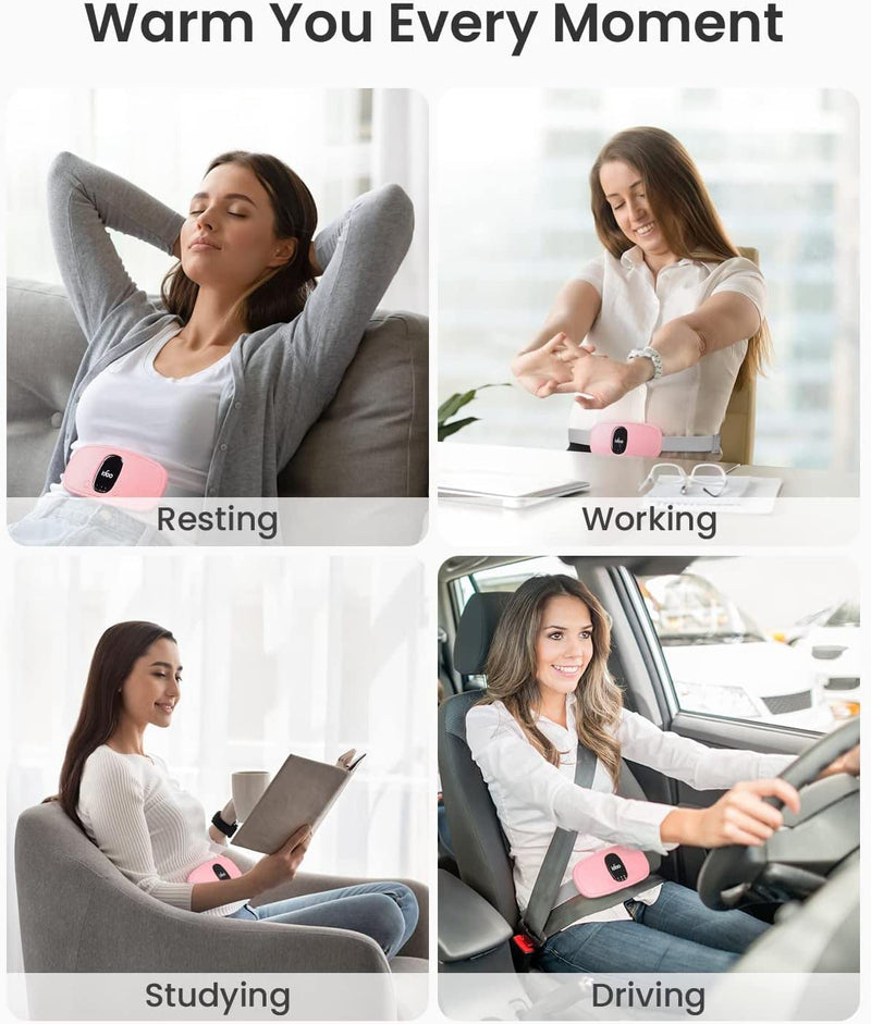 iDOO Period Heat Belt, Heating Pad Wireless, Electric Heat Belt with 3 Temperature Modes and Massage Modes, Abdomen Heat Belt with Auto-OFF, Gift for Women Pink - NewNest Australia