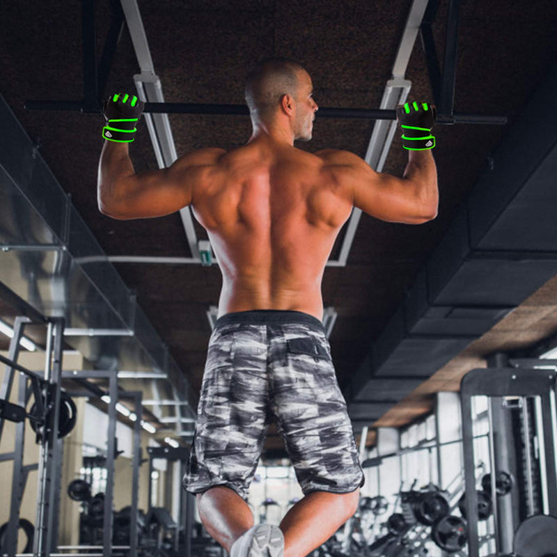 HTZPLOO Workout Gloves Gym Gloves Weight Lifting Gloves for Men Women with Full Palm Pad ,Strong Wrist Wraps Support,Enhanced Grip,for Fitness,Training,Weightlifting,Exercise Black&Green X-Large - NewNest Australia