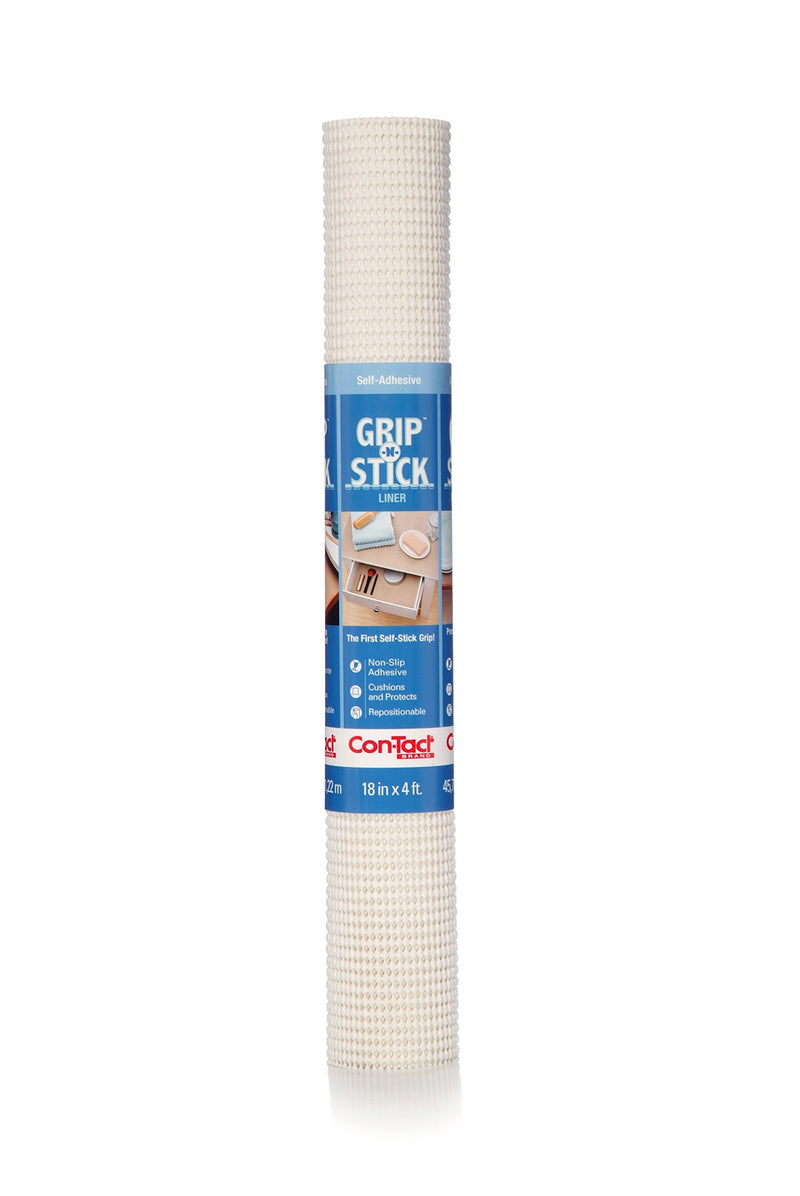 NewNest Australia - Con-Tact Brand Grip-N-Stick Lite Adhesive Backed Grip Contact Shelf & Drawer Liner, 18" x 4', White, 6 Rolls 