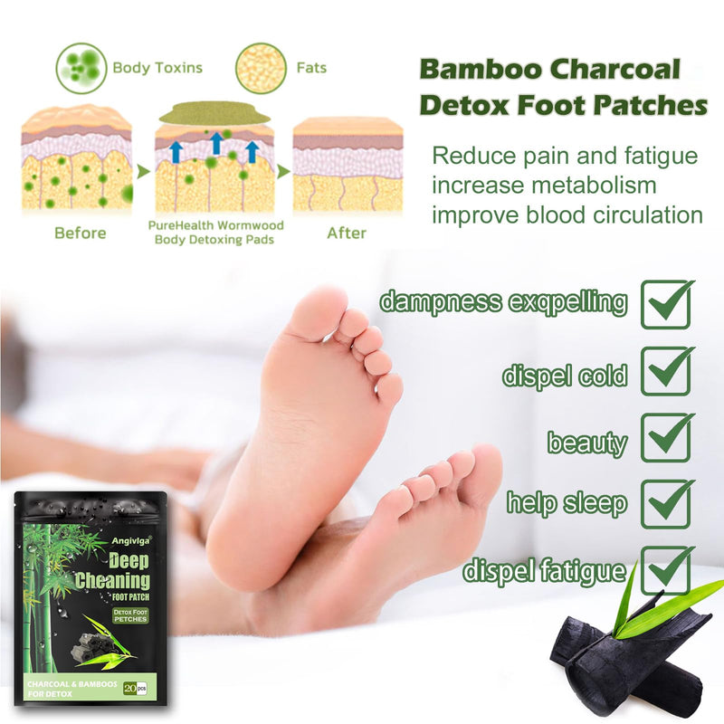 Detox Foot Patches, 20 Pcs Deep Cleansing Detox Foot Pads to Remove Deep Cleansing Toxins with Bamboos and Ginger Powder for Stress Relief, Deep Sleep&Enhance Blood Circulation for Sleep Aid - NewNest Australia