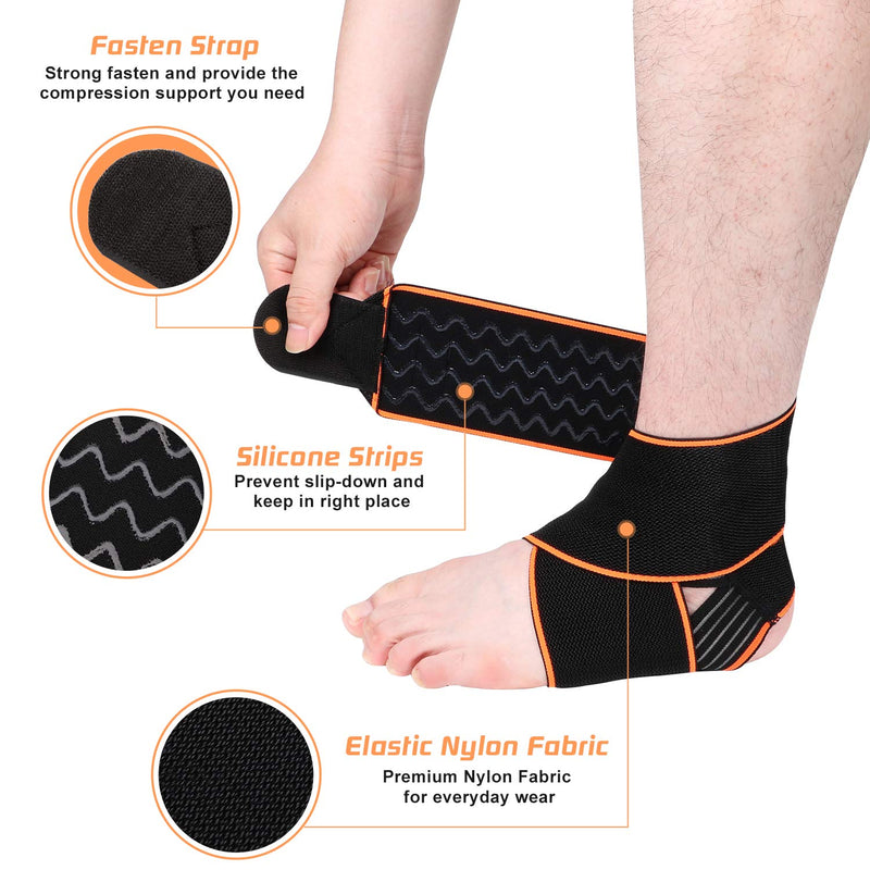 2 Pack Adjustable Ankle Brace for Women and Men-Ankle Support Brace for Sprained Ankle,Plantar Fasciitis,Achilles Tendon-Compression Ankle Wrap for Volleyball,Running,Tennis -Universal Size fits All 2 - NewNest Australia