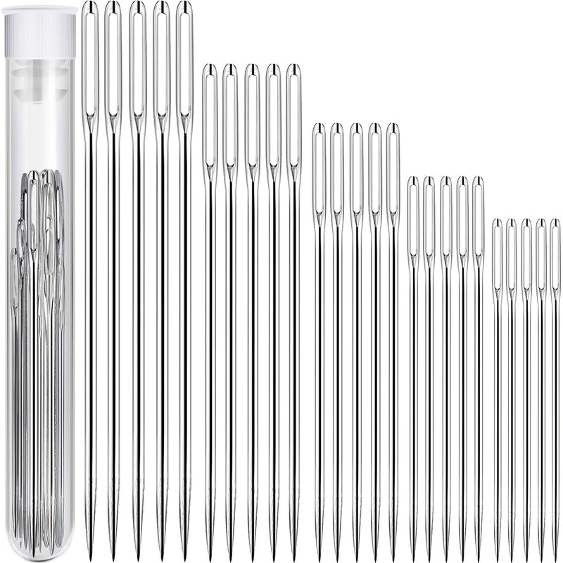 25/50 PCS Premium Large Eye Needles for Hand Sewing with 2 Needle Threaders, Assorted Sizes, Embroidery Needles for Hand Sewing, Sewing Needles Large Eye, Big Eye Needle 25 pack - NewNest Australia