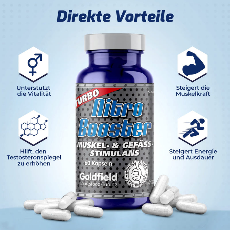 Goldfield Nitro Booster - 60 Capsules Nutrient Booster | Improves The Availability And Effects Of Many Nutrients - With L-Arginine Alpha Ketoglutarate, L-Arginine Hcl - NewNest Australia