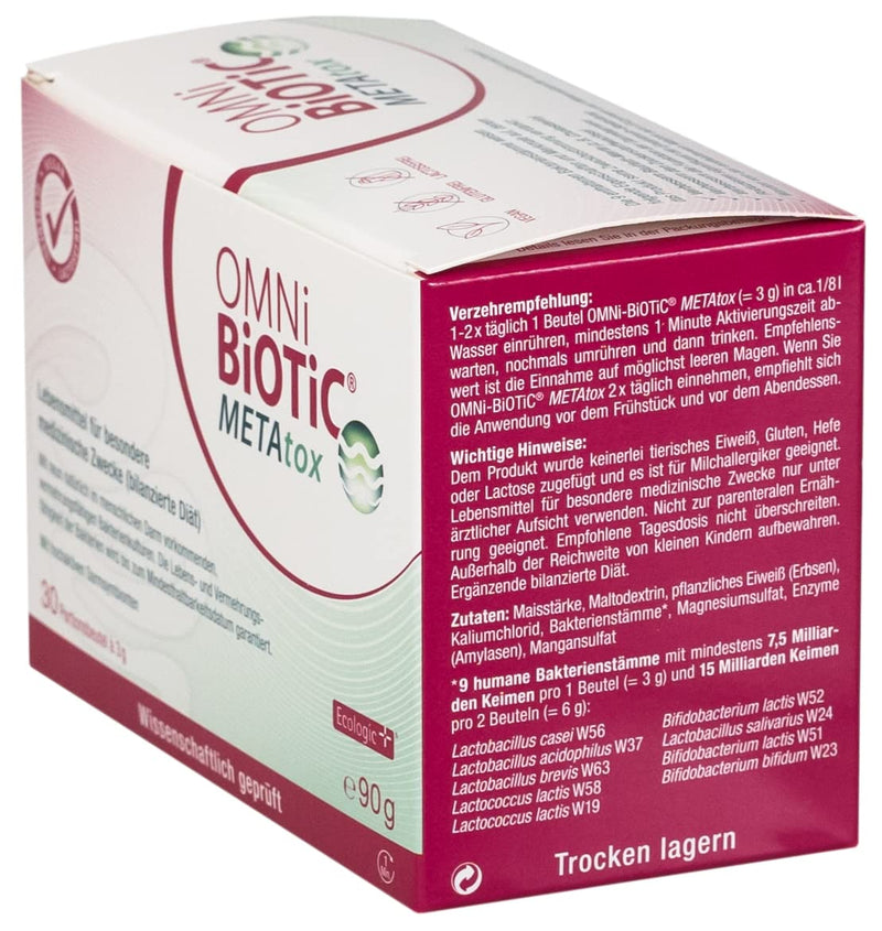Omni Biotic Metatox, 30 Servings (90G), 9 Bacterial Strains, 15 Billion Organisms Per Daily Dose, Powder, With Magnesium And Manganese, Vegan, For Daily Use, With Bacteria For The Intestinal Flora - NewNest Australia