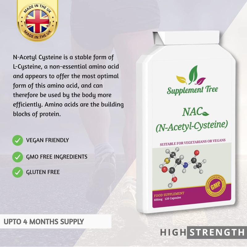 NAC N-Acetyl-Cysteine 600 mg 120 Capsules | Vegan NAC Supplement | High Bioavailability N Acetyl Cysteine Amino Acid Providing Non Toxic Stable Form of L-Cysteine | UK Manufactured - NewNest Australia