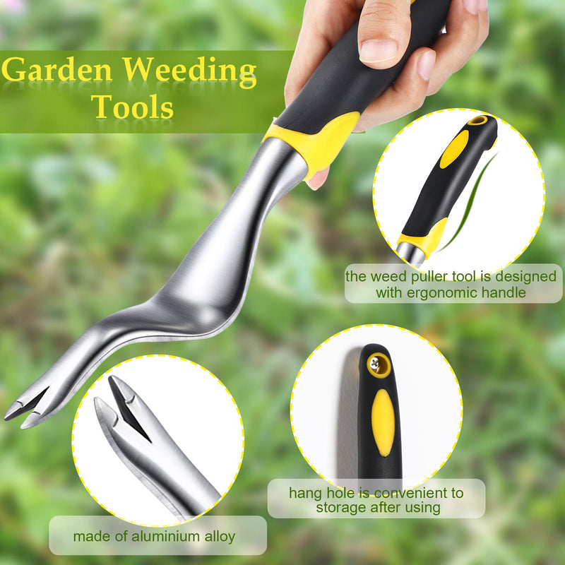 2 Pieces Hand Weeder Tool Garden Weeding Tools Garden Weeding Removal Gardening Weed Puller with Ergonomic Handle for Garden Lawn Farmland Transplant (Yellow) Yellow - NewNest Australia