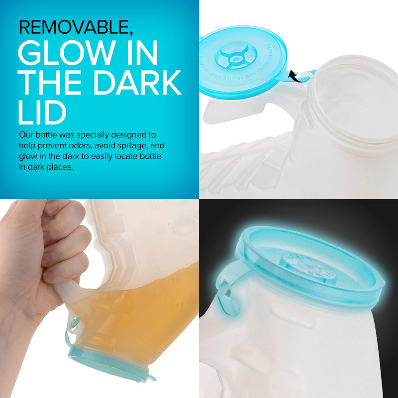 Male Urinal with Glow in The Dark Lid (1 Bottle) 32 Oz Urine Bottle for Men - Pee Bottle for Hospitals, Emergency and Travel 1 Count (Pack of 1) - NewNest Australia