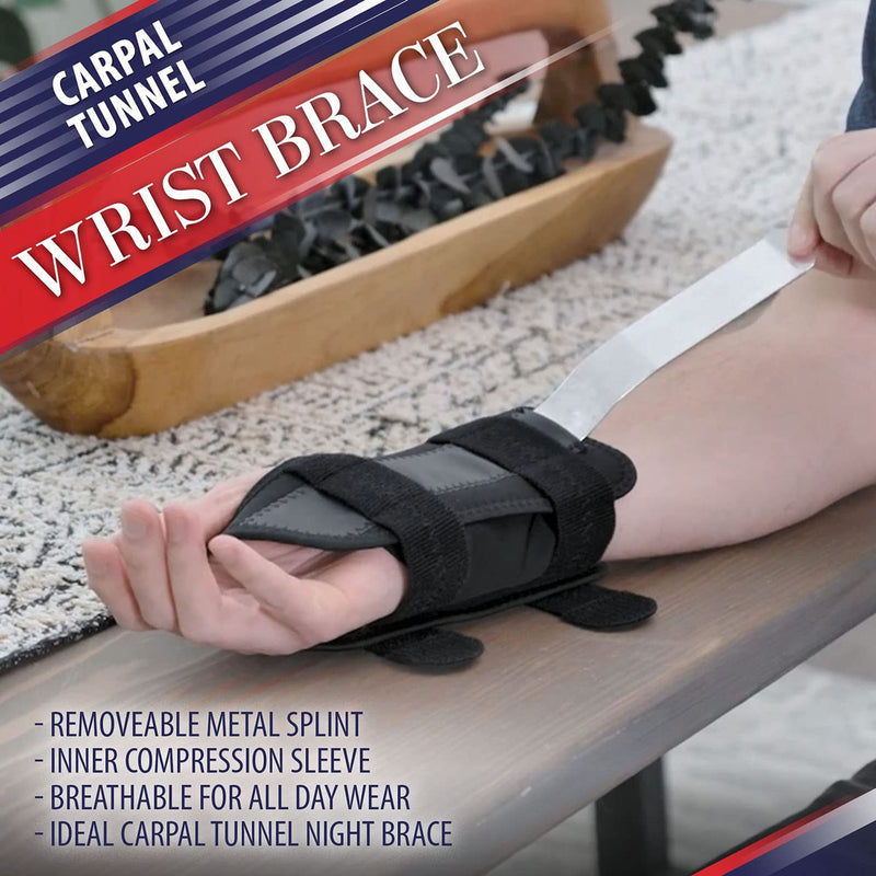 Carpal Tunnel Wrist Brace Night Support - Wrist Splint Arm Stabilizer & Hand Brace for Carpal Tunnel Syndrome Pain Relief with Compression Sleeve for Forearm or Wrist Tendonitis Pain (Left) Left - NewNest Australia