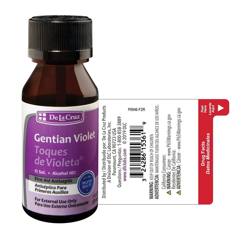 De la Cruz Gentian Violet - Violeta de Genciana - Tincture of Violet 1% First Aid Antiseptic, 1 FL OZ (3 Bottles) - NewNest Australia