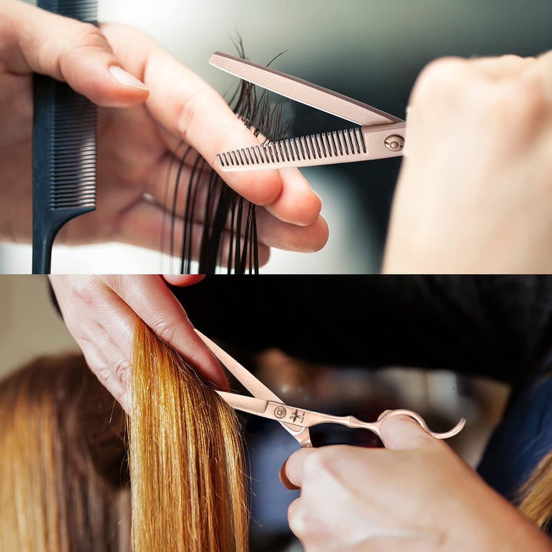 Hairdressing Scissors Set 6 Inch Hair Scissors Set Professional Hair Thinning Scissors Kit Barber Scissors Set for Men Women and Children HSK-RoseGold - NewNest Australia
