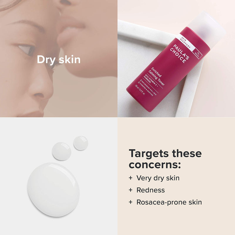 Paula's Choice Skin Recovery Rich Calming Toner - Nourishes Very Dry Skin with Vitamin E & Evening Primrose Oil - Redness Relief for Rosacea Prone Skin - Normal to Dry & Sensitive Skin - 190 ml - NewNest Australia