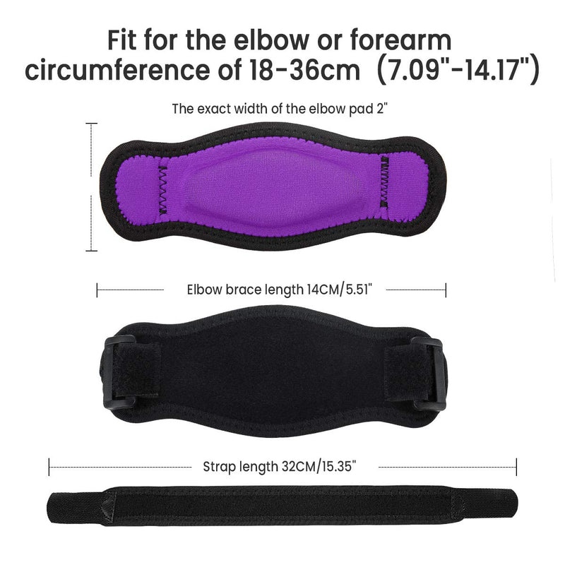 AVIDDA Tennis Elbow Support Strap, Adjustable Elbow Brace with Compression Pad for Tennis Elbow, Golfers Elbow, Pain Relief, Men, Women Purple 1 Pack 1 Pack Purple - NewNest Australia
