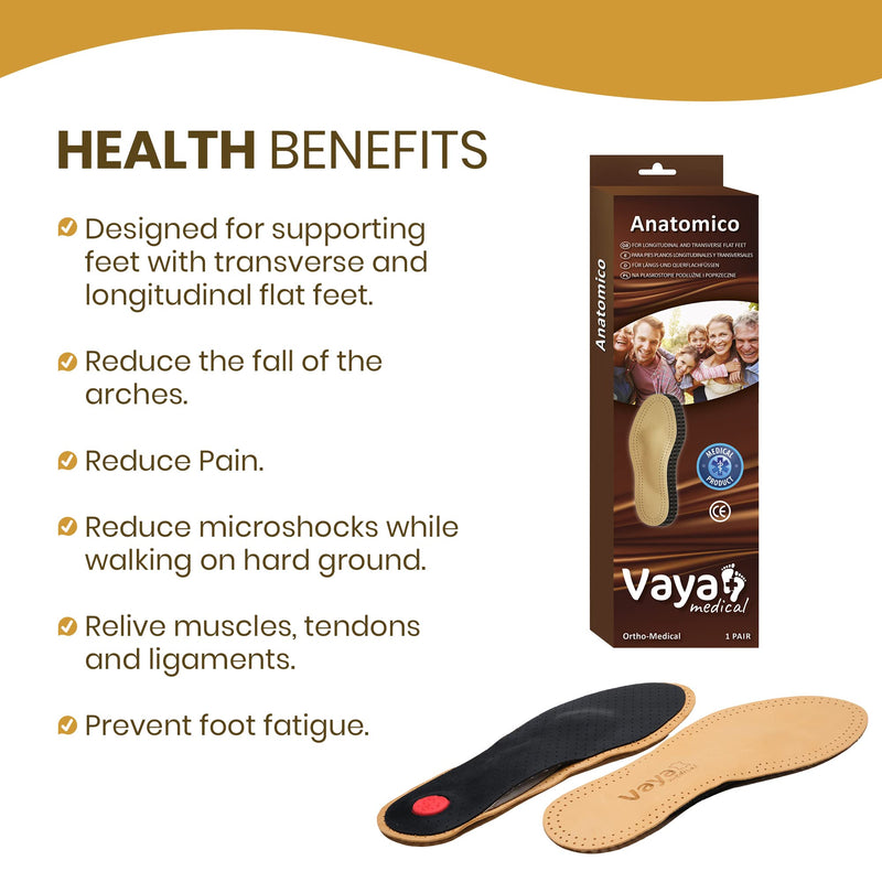 Vaya Anatomico - Premium Sheepskin Insole for Flat Feet, Metatarsalgia, Hallux Rigidus, Heel Shock Absorber & Forefoot Pain - Full Orthopedic Shoe Insert, Fallen Arches Support & Cushion (Men & Women) 8 - NewNest Australia