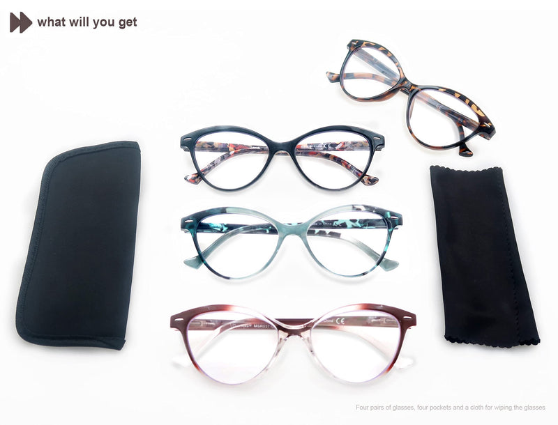 HEEYYOK Reading Glasses for Women Cateye ladies Readers,Beautiful Colors Ladies Cat Eye Womens Reading Glasses Flexible Spring Hinge Lightweigth Well Wear Look Younger +0.50 4 Pack Mix Color - NewNest Australia