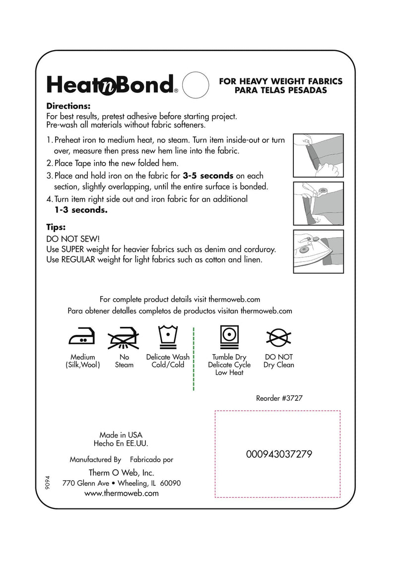 HeatnBond Hem Iron-On Adhesive, Super Weight, 3/4 Inch x 8 Yards, Black - NewNest Australia