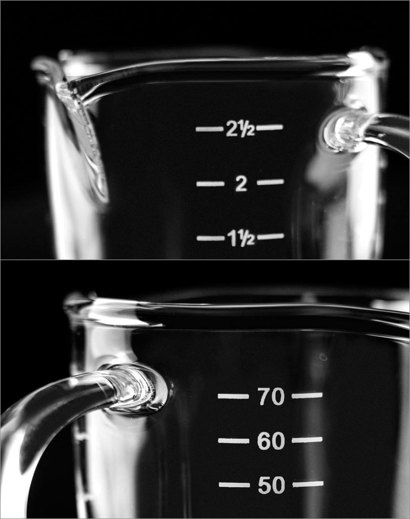 QWORK Espresso Shot Glass with Handle, 2 Pack 3-Ounce Double Spout Glass Measuring Cup Triple Pitcher Milk Cup with Two Scales (OZ&ML) - NewNest Australia