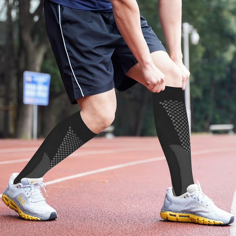 Odtmger Compression Stockings For Men And Women (2 Pairs) Compression Stockings 20-30 Mmhg Support Socks Knee-High Padded Graduated Support Socks For Running, Sports, Travel (Xxl, Black) - NewNest Australia