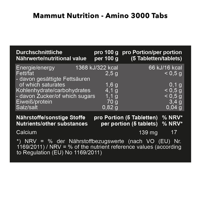 Mammut Amino 3000 Tabs - Pack of 300 (1 x 350 g) - NewNest Australia