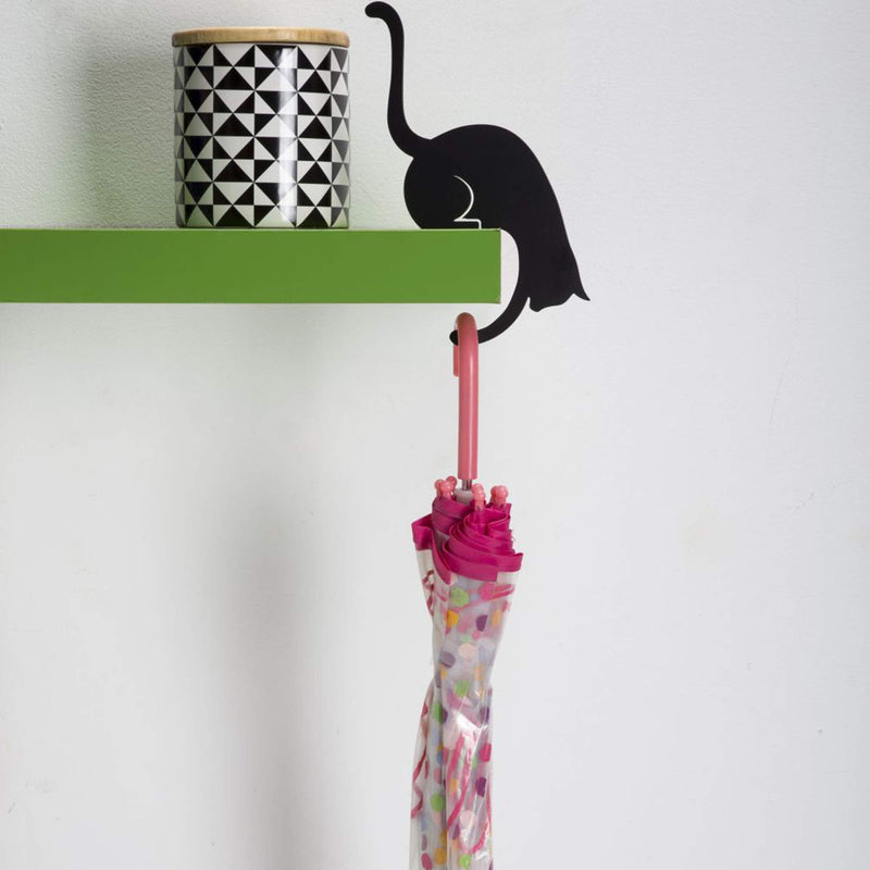 NewNest Australia - Artori Design Black Metal Cat Hanger | Decorative Cat Rack | Towel Hook | Gift for Cat Lovers | Coat Rack 