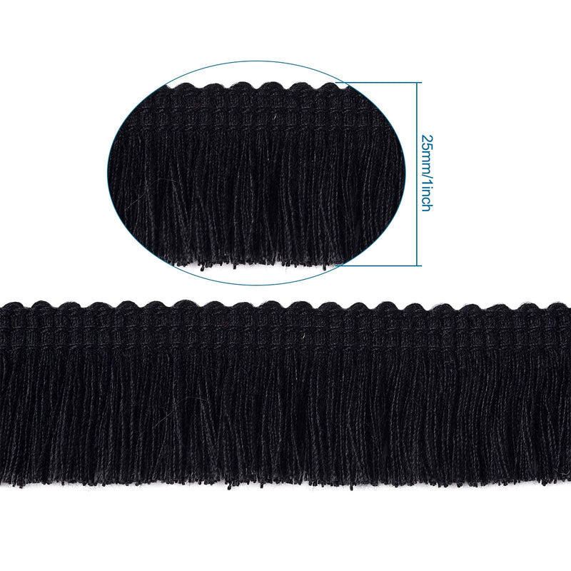 MegaPet Black Polyester Fringe Tassel Lace Trim 1 Inch x 82 Feet Chainette Fringe Fibre Trim for Sewing Quilting DIY Home Decoration - NewNest Australia