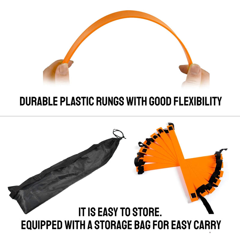 TNZMART Agility Ladder Speed Ladder 10FT 20FT Training Equipment for Football Soccer Basketball with Carrying Bag 10 FT, 6 Rungs Orange - NewNest Australia