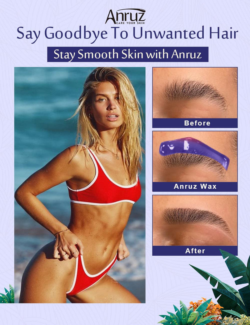 Anruz Waxing Beads For Sensitive Skin - 453G Wax Beads Hair Removal With 20 Applicators - Purple Wax Beads For Eyebrows, Face, Fine Hair At Home Waxing For Wax Warmers - NewNest Australia