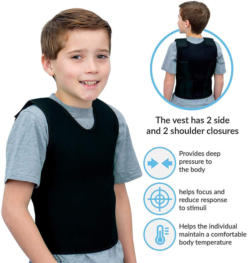 Special Supplies Sensory Compression Vest Deep Pressure Comfort for Autism, Hyperactivity, Mood Processing Disorders, Breathable, Form-Fitting, Kids and Adults (Black, X-Small 14x24 inches) Black X-Small (Pack of 1) - NewNest Australia