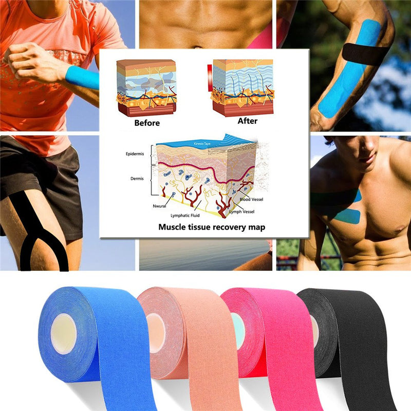 Kinesiology Tape 2 Rolls Combo Pack for Athletic Sports, Recovery and Physiotherapy Free, Waterproof, Uncut, 2-Inch x 16.4-Feet Black Pink - NewNest Australia
