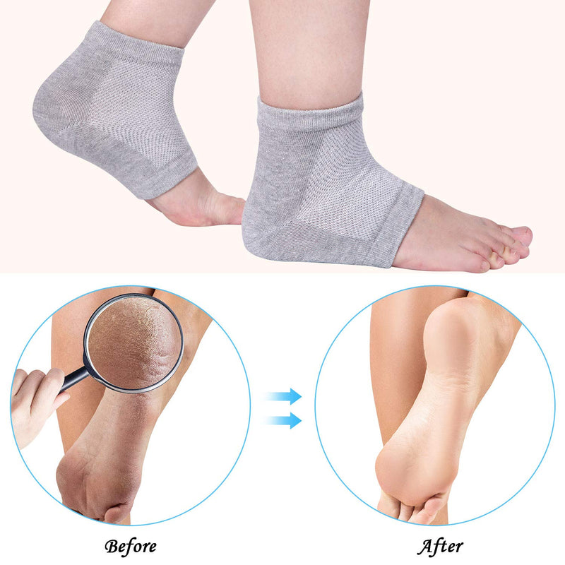 Soft Gel Heel Socks Ventilate Open Toe Socks 4 Pairs for Dry Hard Cracked Skin Moisturizing Day Night Care Skin (Gray) - NewNest Australia