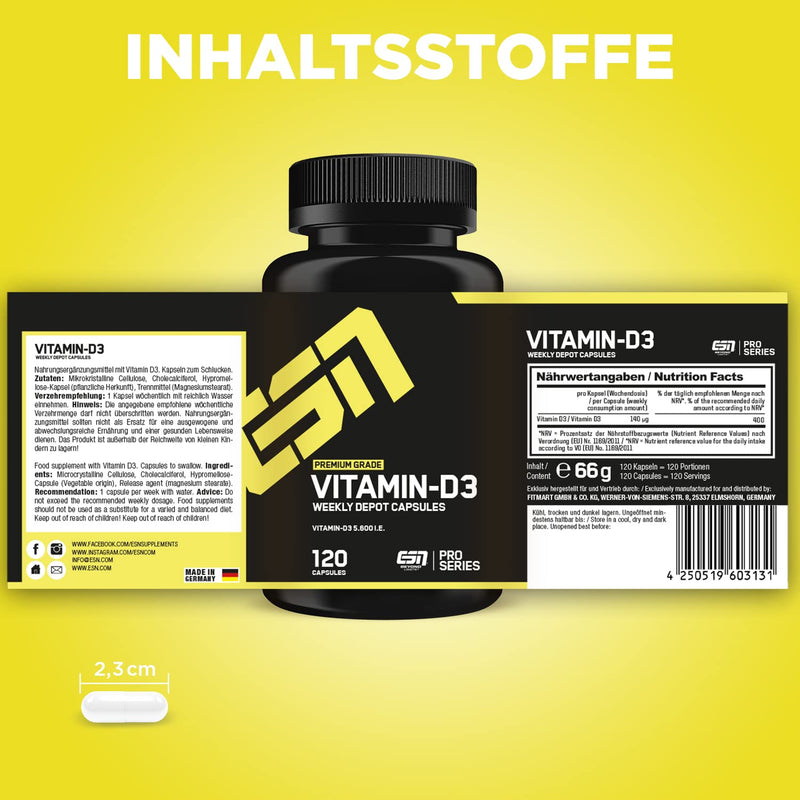 ESN Vitamin D3, 120 capsules, high dose vitamin D - NewNest Australia