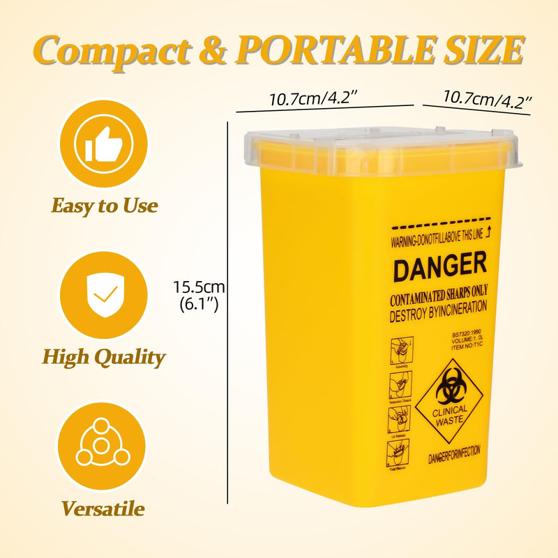 Tattoo Needles Box ATOMUS 1L Tattoo Plastic Sharp Container Tattoo Medical Disposal Biohazard Needle Waste Box Safe Lock Container Tattoo Supplies (1PC, Yellow) 1pc Yellow - NewNest Australia