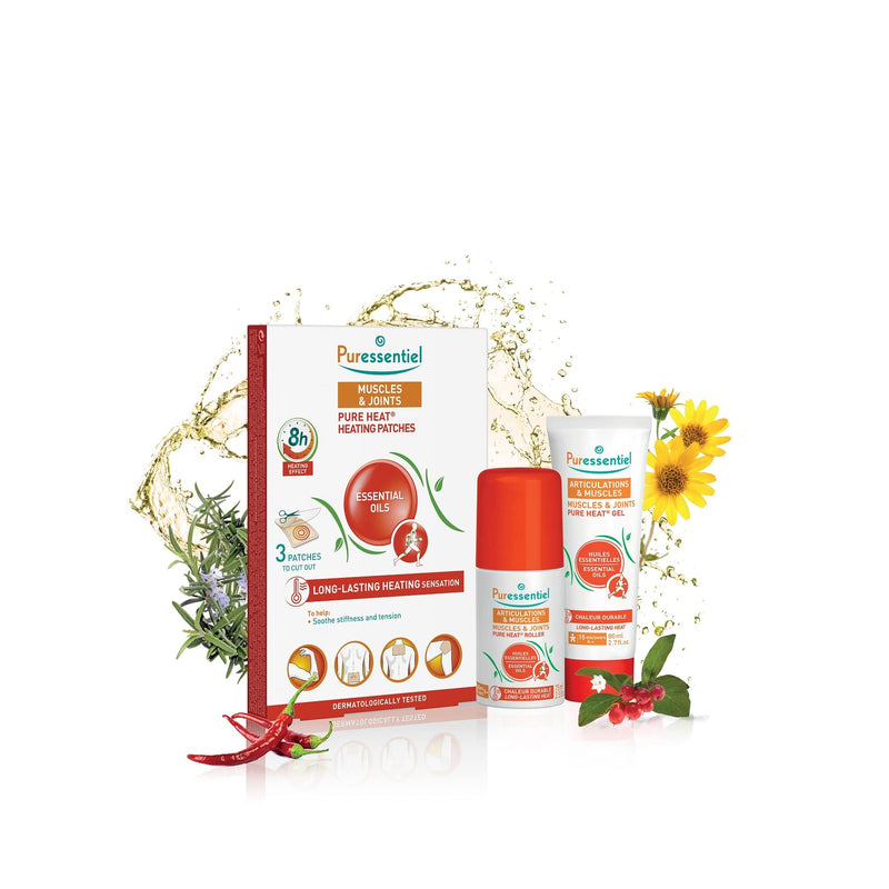 Puressentiel Muscles & Joints Heating Patches (3 Patches) - Soothe muscular tensions & sensitive joints - 8H warmth feeling - 100% natural origin - Pure essential oils - Wintergreen - Cuttable patches - NewNest Australia
