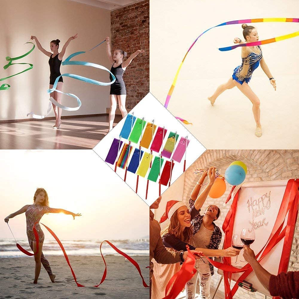 10pcs Rainbow Dance Ribbons Streamers, Ribbon Wand, Kids' Gymnastic