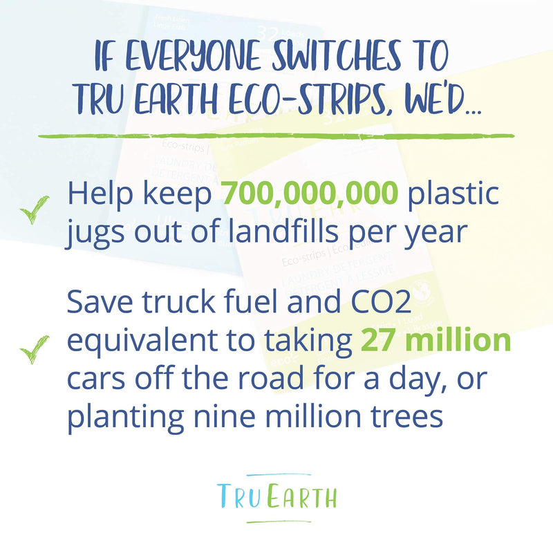 Tru Earth Eco-friendly, Biodegradable, Zero Waste, Cruelty-Free Laundry Detergent Sheets/Eco-Strips for Sensitive Skin, 32 Count (Up to 64 Loads), Fresh Linen Scent 32 Count (Pack of 1) - NewNest Australia
